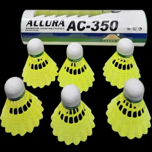 350 Nylon Badminton Shuttlecock Yellow – Pack of 6 Durable Plastic Feather Shuttlecocks for Training & Outdoor Play